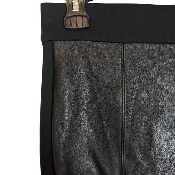 Ann Taylor Leggings Womens 6 Black Stretch Faux Leather Front Panel Side Zip - Picture 4 of 14